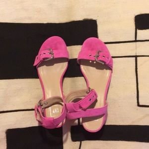 Shocking Pink Suede Sandals